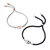 925 Silver Couple Bracelet Thread Cord String Bracelets Ring Jewelry
