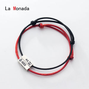 925 Silver Red Line String Rope Couple Bracelets Lucky Chinese Vintage