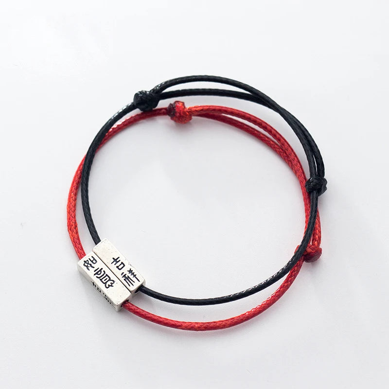 925 Silver Red Line String Rope Couple Bracelets Lucky Chinese Vintage