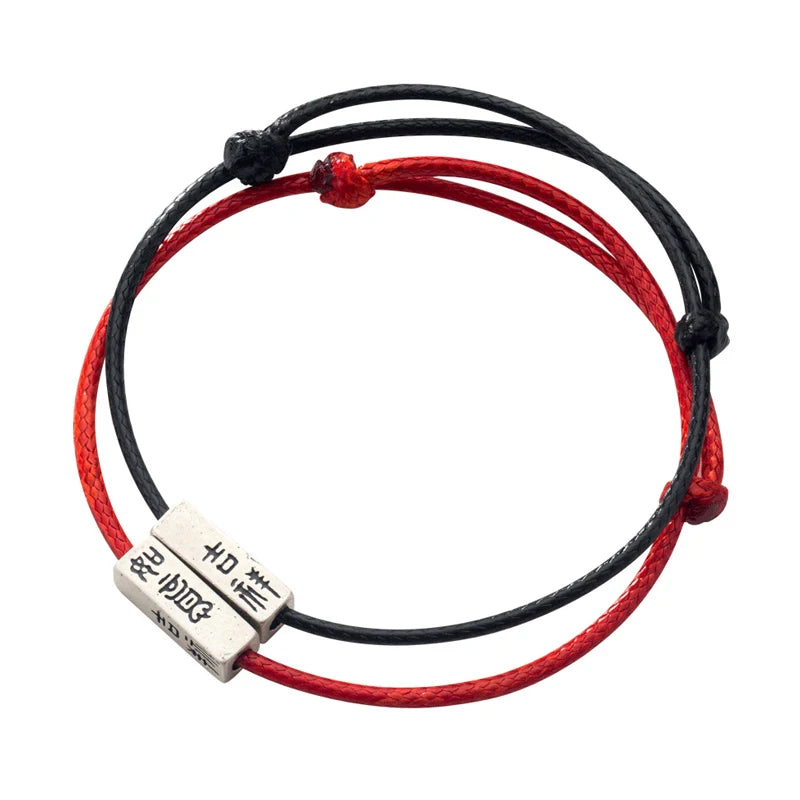 925 Silver Red Line String Rope Couple Bracelets Lucky Chinese Vintage