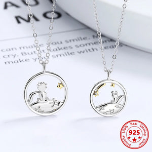925 Silver Couple Pendant Little Prince With Fox Necklace
