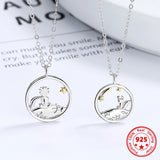 925 Silver Couple Pendant Little Prince With Fox Necklace