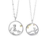 925 Silver Couple Pendant Little Prince With Fox Necklace