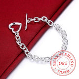 925 Silver Couple's Bracelet Arrow Heart Charm Bracelet For Men and Women