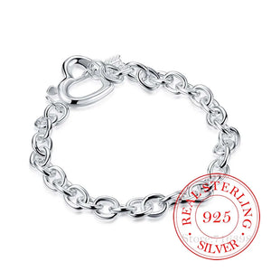 925 Silver Couple's Bracelet Arrow Heart Charm Bracelet For Men and Women