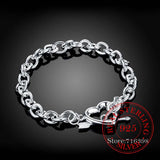 925 Silver Couple's Bracelet Arrow Heart Charm Bracelet For Men and Women