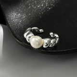 925 Silver Cowhorn Pearl Adjustable Ring for Women with Shipping