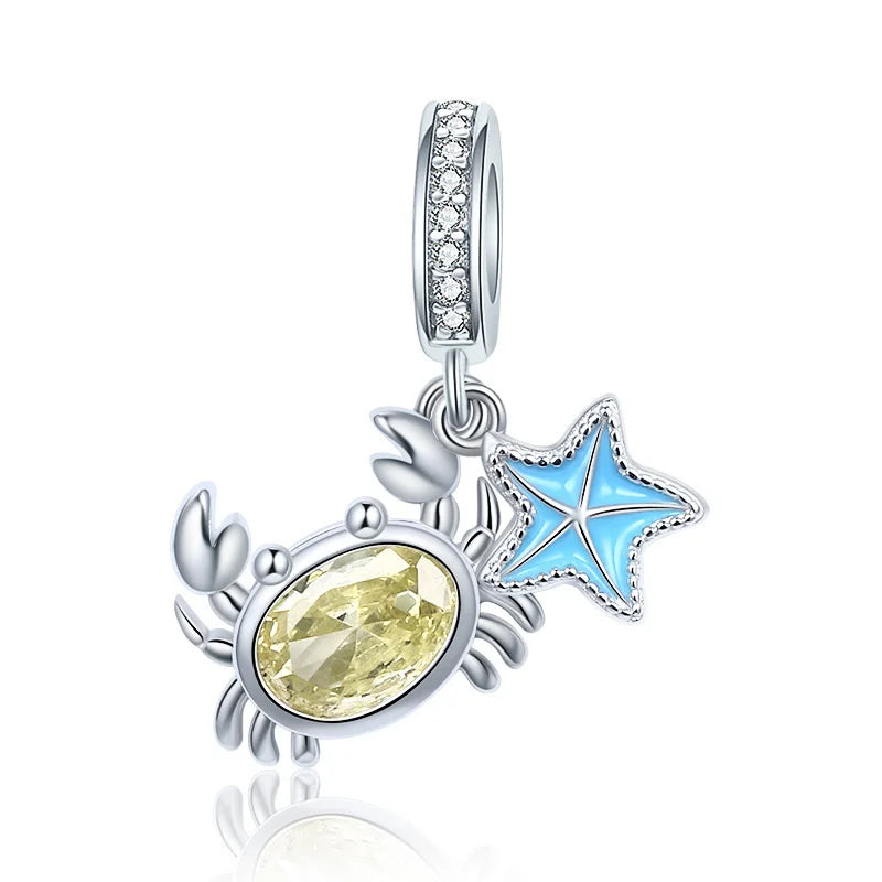 925 Silver Crab Bead European Bracelet Ocean Series for Women