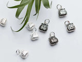 925 Silver Money Bag Charm Chinese Letter Good Luck Pendant DIY Jewelry Gift