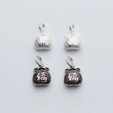 925 Silver Money Bag Charm Chinese Letter Good Luck Pendant DIY Jewelry Gift