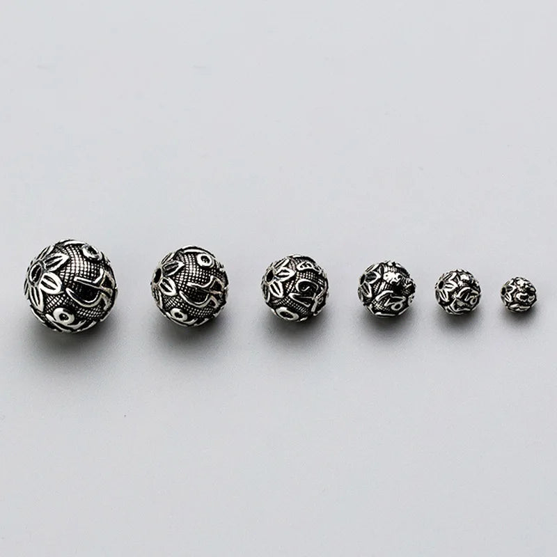 925 Silver Buddhism Mantras Spacer Beads 6-16mm