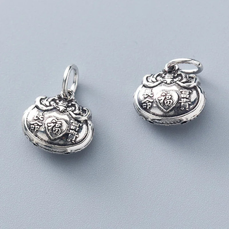 925 Silver Lucky Lock Charms Dangle Pendant DIY Jewelry