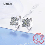 925 Silver Moissanite Diamond Clover Ear Cuff Clip Earring