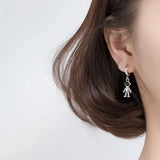 925 Silver Astronaut Star Asymmetric Hoop Earrings for Women Punk Style