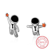 925 Silver Astronaut Star Asymmetric Stud Earrings Ear Party Jewelry