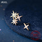 925 Silver Star Crystal Stud Earrings for Women