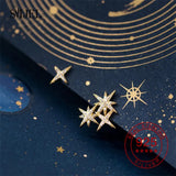 925 Silver Star Crystal Stud Earrings for Women