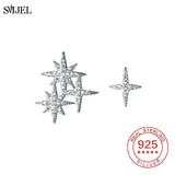 925 Silver Star Crystal Stud Earrings for Women