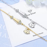 925 Silver Cat Fish Bracelet Adjustable Women Charming Jewelry