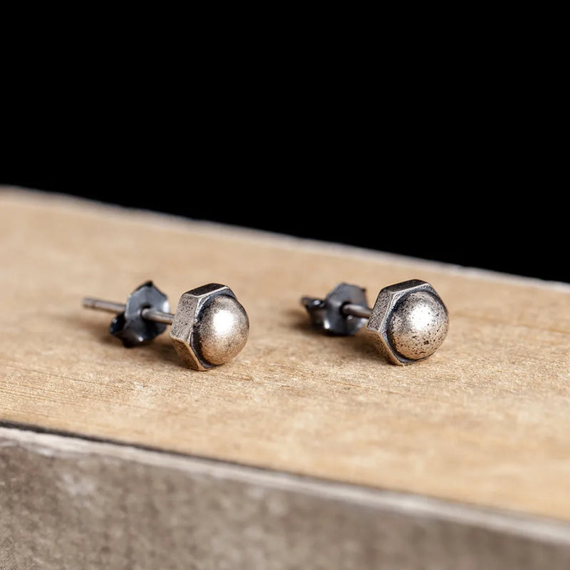 925 Silver Hexagon Screw Ear Jewelry All-match Style Earrings