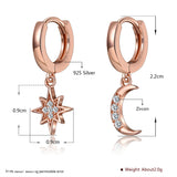 Sterling Silver Zircon Star Moon Earrings Set