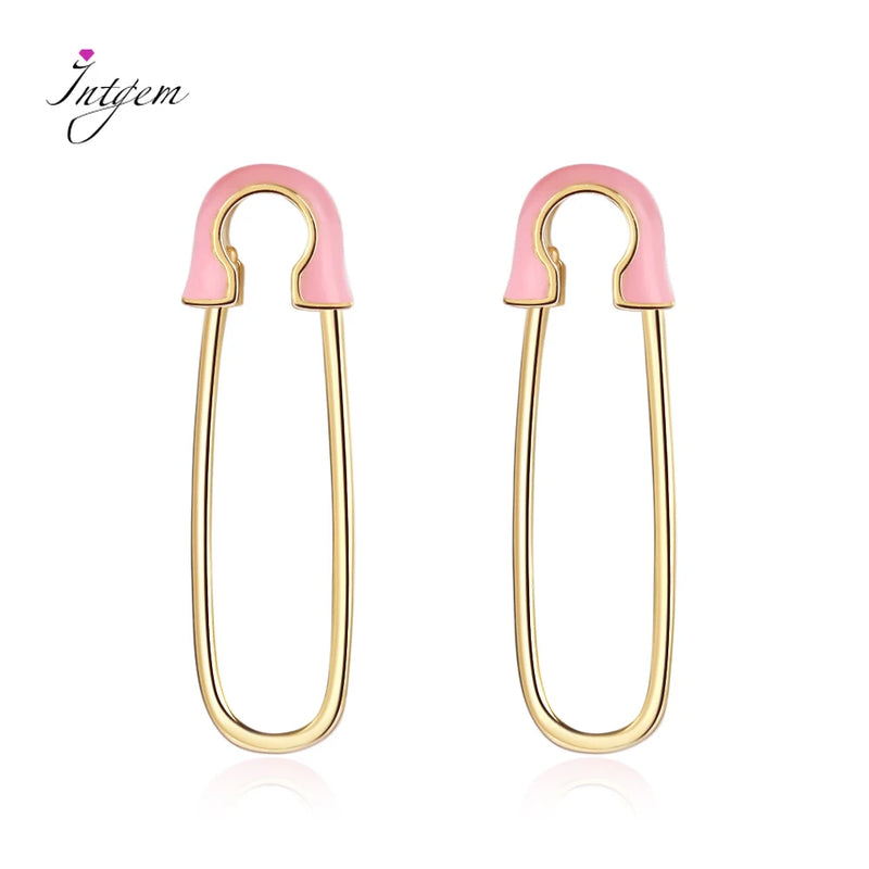 925 Silver Pink Pin Earrings for Women