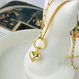 925 Silver Heart Pendant Short Chain Necklace Women Jewelry
