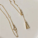 925 Silver Triangle Pendant Clavicle Chain Necklace Women Plating 14k