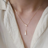 925 Silver Triangle Pendant Clavicle Chain Necklace Women Plating 14k