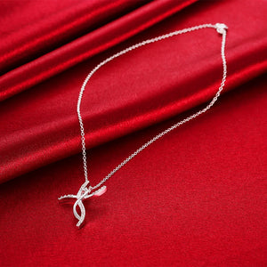 925 Silver Cross Crystal Pendant Necklace Women Charms Jewelry