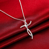 925 Silver Cross Crystal Pendant Necklace Women Charms Jewelry