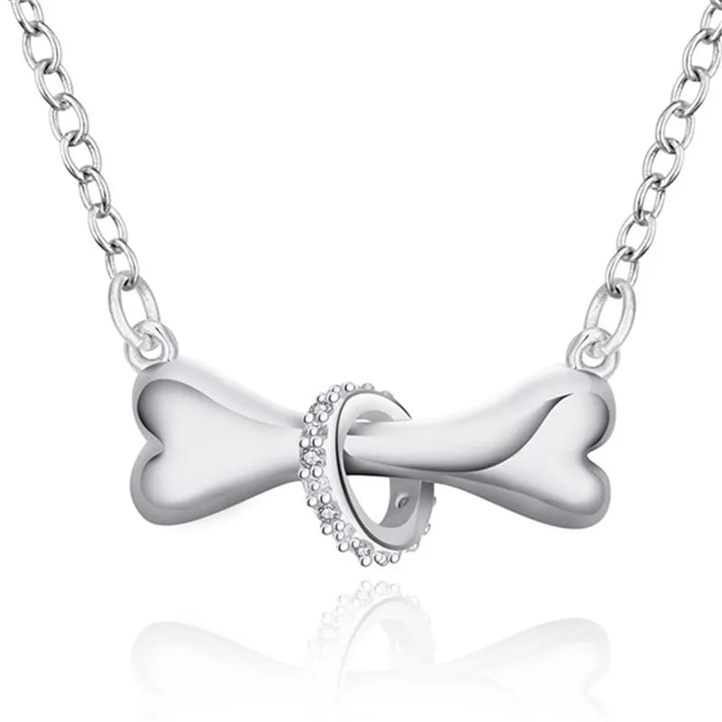 925 Silver Creativity Bone Pendant Necklace Wedding Engagement Party Charm
