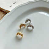 925 Silver Crescent Moon Stud Earrings Sailor Half Moon Studs 18K Moon Earrings