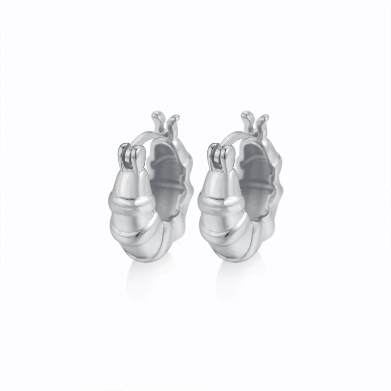 Sterling Silver Croissant Hoop Earrings 18k Geometric Clip On