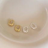 Sterling Silver Croissant Hoop Earrings 18k Geometric Clip On