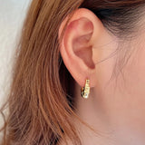 Sterling Silver Croissant Hoop Earrings 18k Geometric Clip On