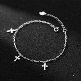 925 Sterling Silver Cross Bracelet Chain Leg Female Foot Jewelry