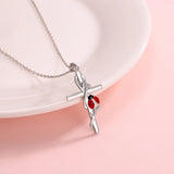 925 Silver Cross Ladybug Necklace for Women Religious Pendant