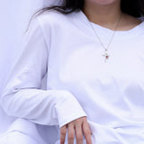 925 Silver Cross Ladybug Necklace for Women Religious Pendant