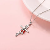 925 Silver Cross Ladybug Necklace for Women Religious Pendant