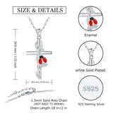 925 Silver Cross Ladybug Necklace for Women Religious Pendant