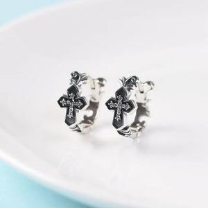 925 Silver Cross Earrings for Women Couple Small Hypoallergenic Ear Jewelry