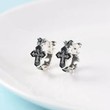 925 Silver Cross Earrings for Women Couple Small Hypoallergenic Ear Jewelry