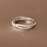 925 Silver Zircon Knot Cross Rings Wedding Stackable Band Jewelry
