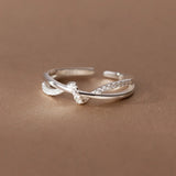 925 Silver Zircon Knot Cross Rings Wedding Stackable Band Jewelry