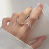 925 Silver Zircon Knot Cross Rings Wedding Stackable Band Jewelry