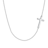 925 Silver Cross Necklace Women Choker Chain Religious Gift