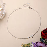 925 Silver Cross Necklace Women Choker Chain Religious Gift