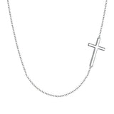 925 Silver Cross Necklace Women Choker Chain Religious Gift