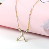 925 Silver Cross Necklace Women X Pendant Choker Chains Fine Jewelry